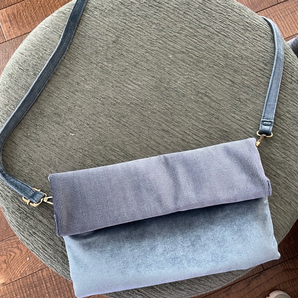 Anthropologie Gray Velvet Crossbody Bag